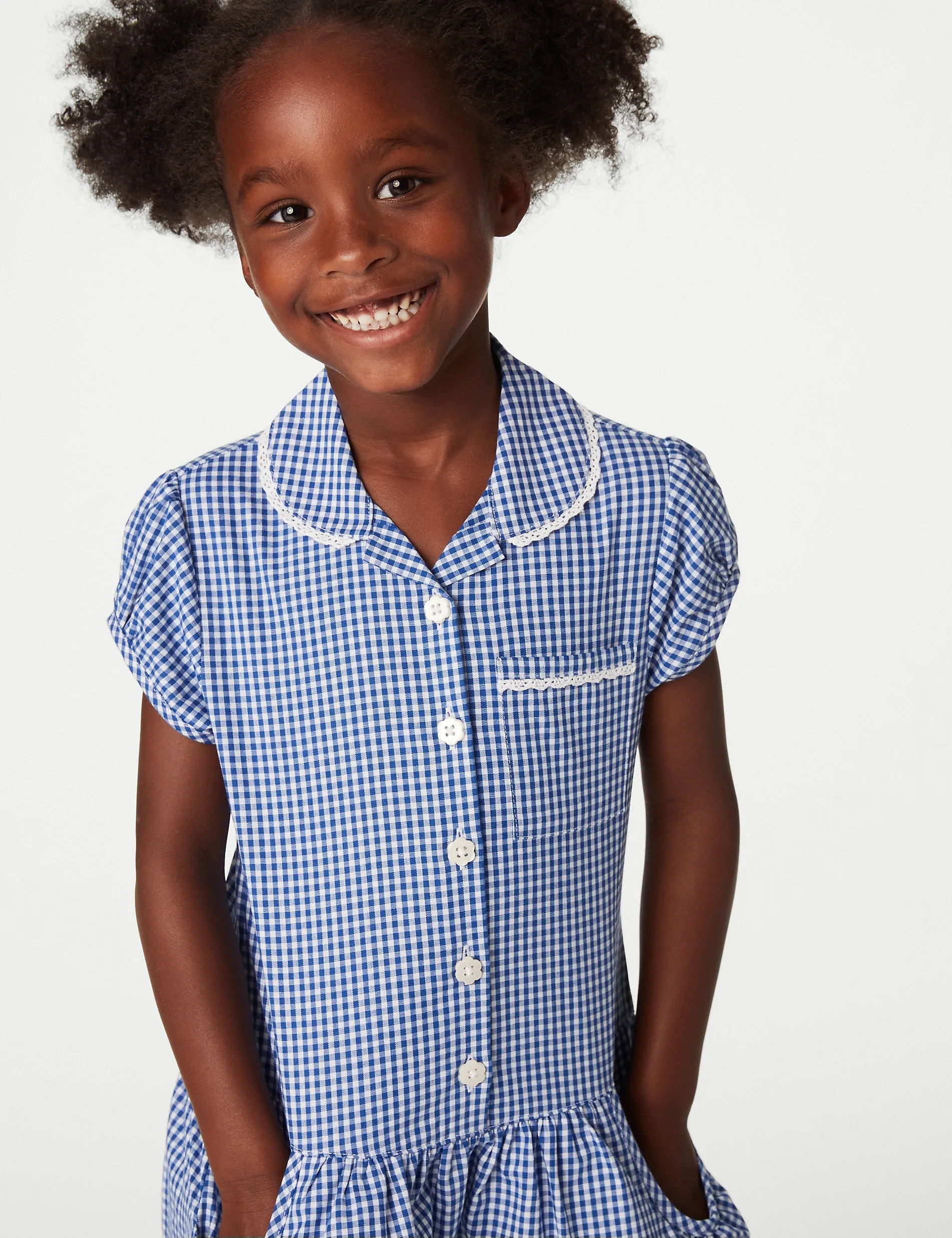 2 Pack Gingham Cotton School Dresses for Girls (2-14 Years) Marks & Spencer
