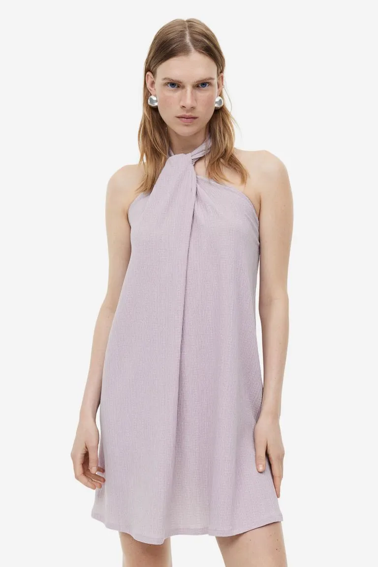A-line halterneck dress H&M, lilac