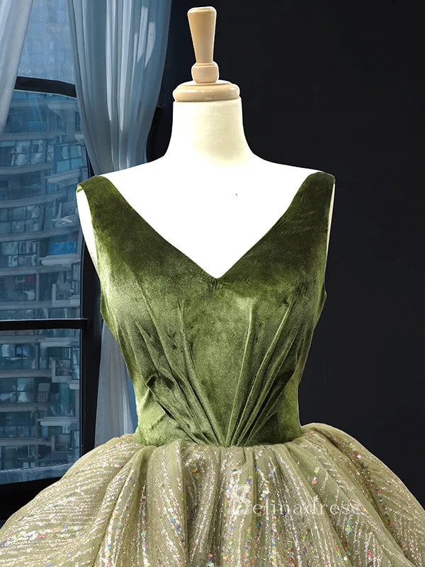 A-line V neck Sleeveless Feature Long Prom Dress Unique Evening Gowns GRB702