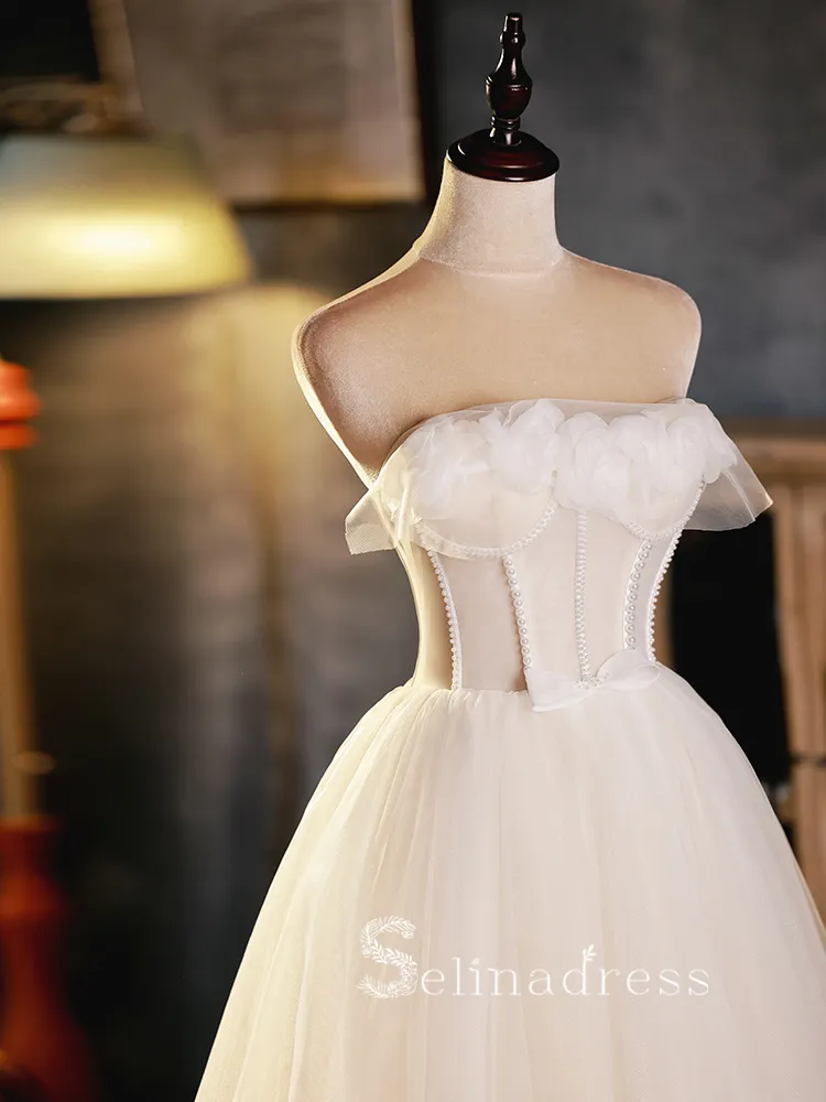 A-line White Strapless Cute Short Homecoming Dress Summer Outfits THL003