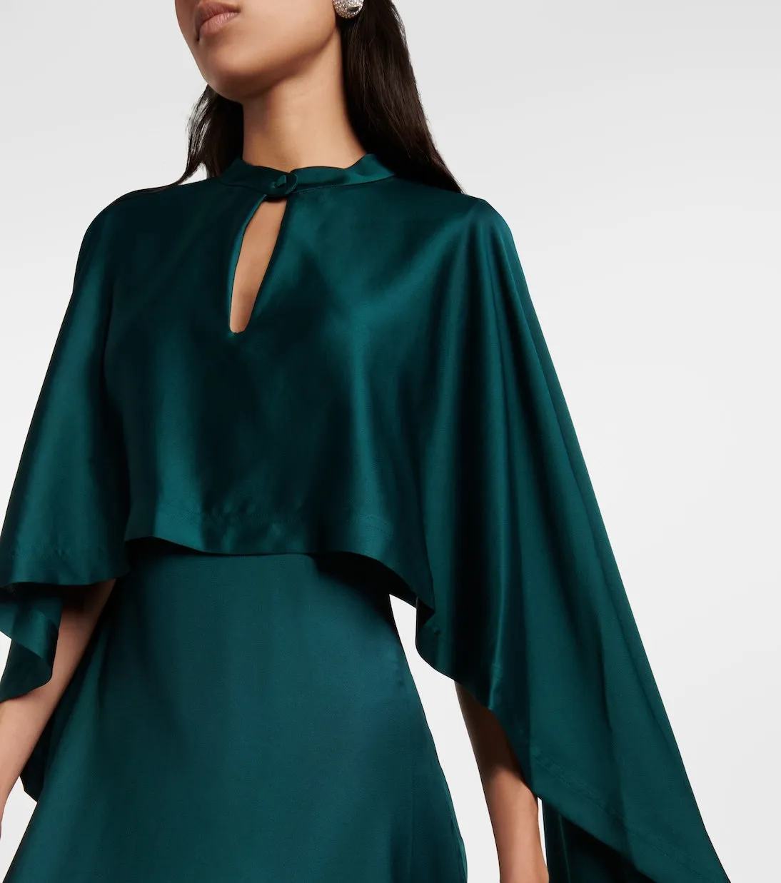 Amory dress with Simkhai cape, green