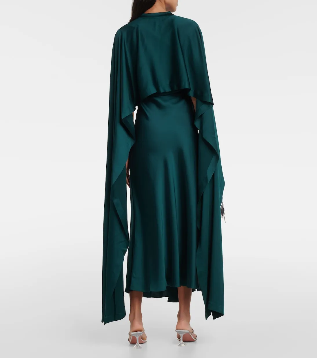 Amory dress with Simkhai cape, green