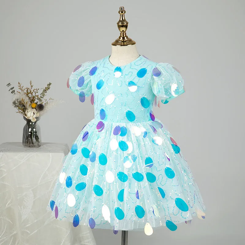 Baby Girl Dress Toddler Ball Gowns Princess Circle Sequins Birthday Party Dress