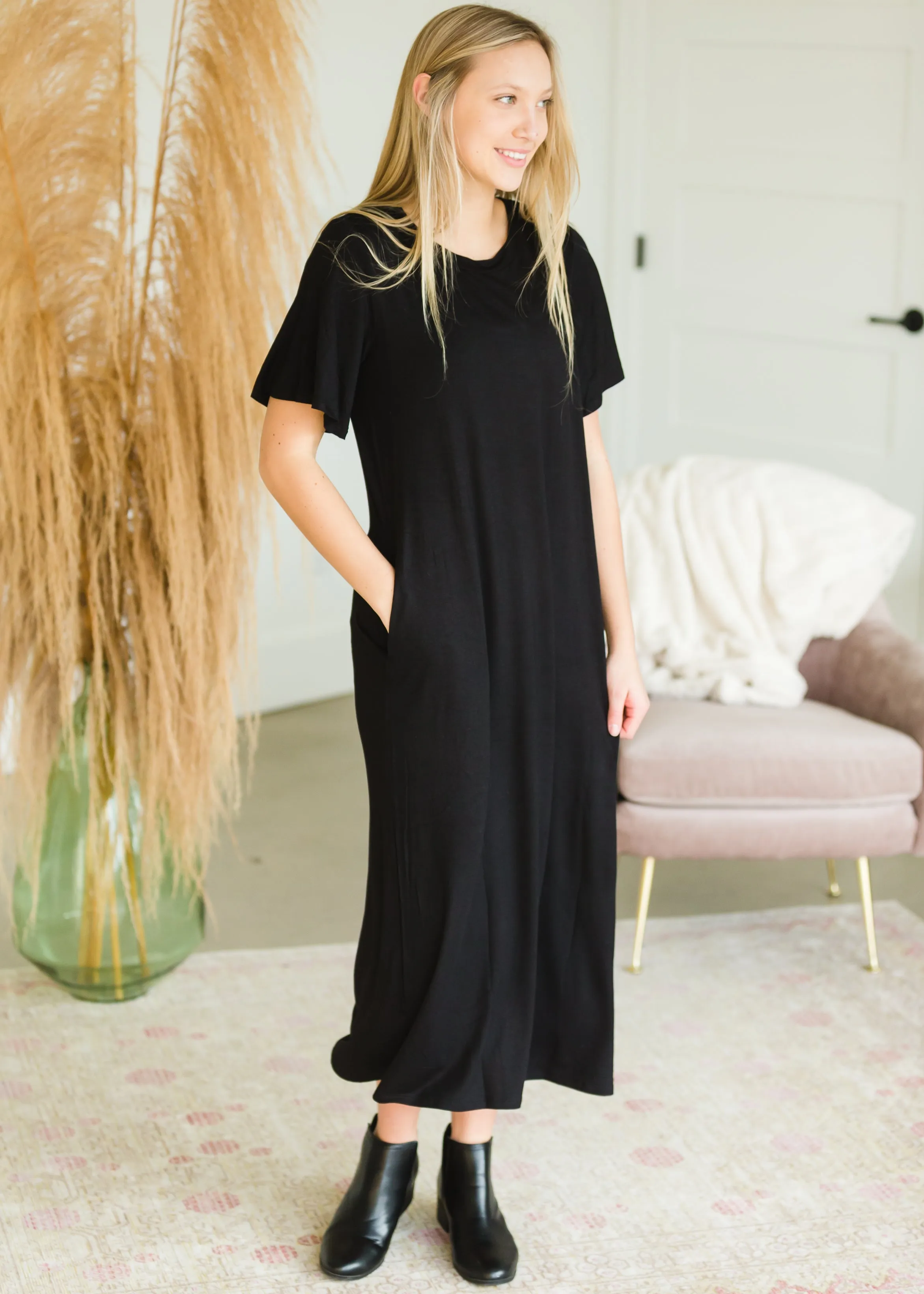 Black Bell Sleeve Maxi Dress - FINAL SALE