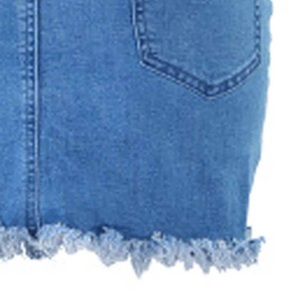 Blue Tassels Zipper High Waist Mini Denim Skirts