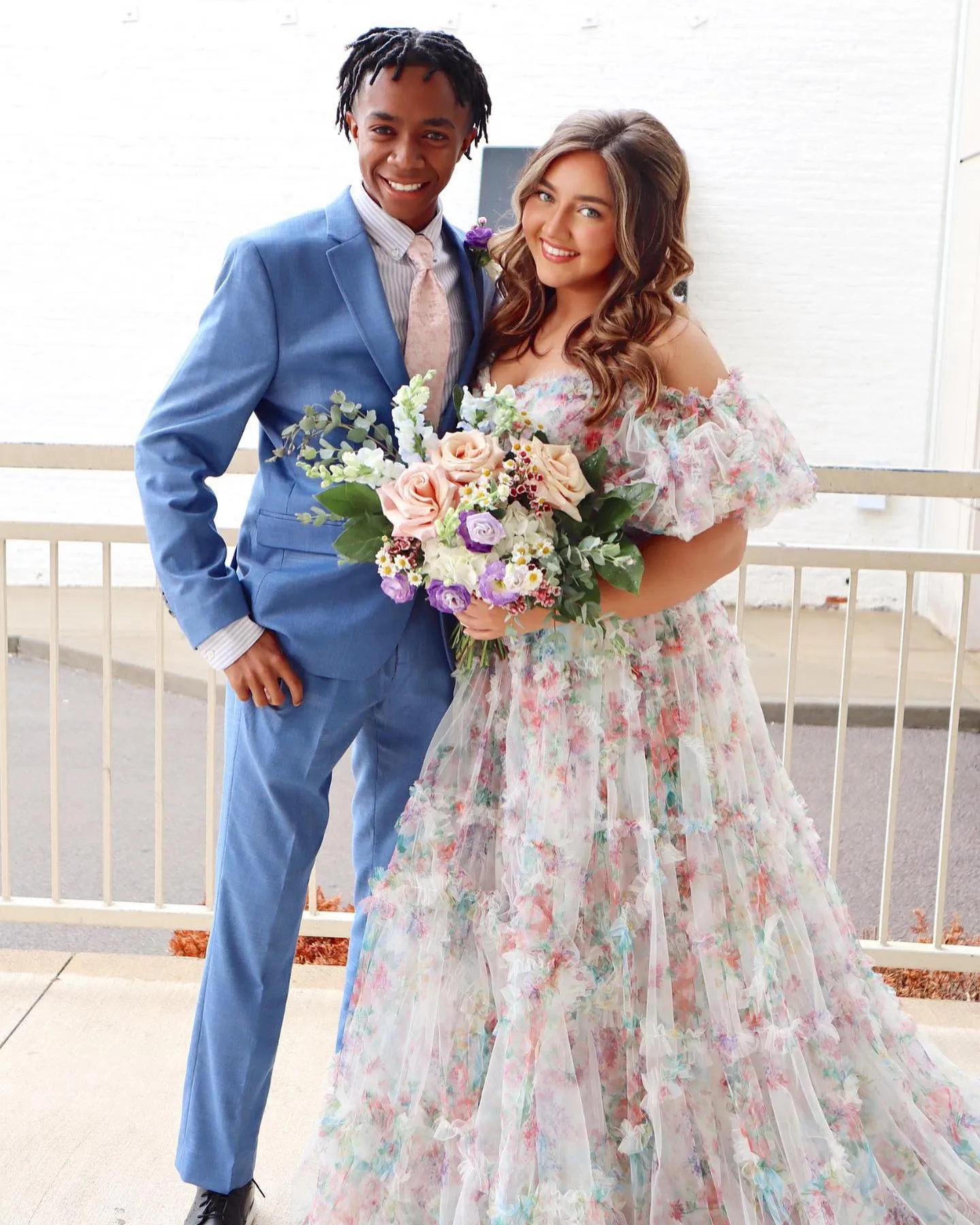Chic A-line Off-the-shoulder Flower Long Prom Dress Tulle Elegant Evening Dress #JKSS620