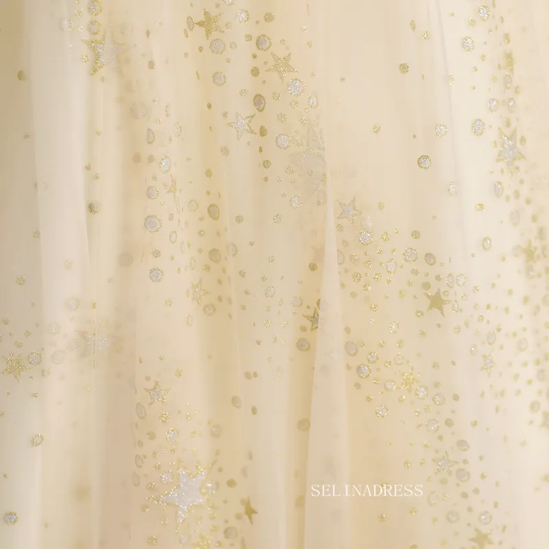 Chic Elegant Straps Ball Gown Prom Dress Puff Sleeve Beautiful Formal Evening Dress #kop123