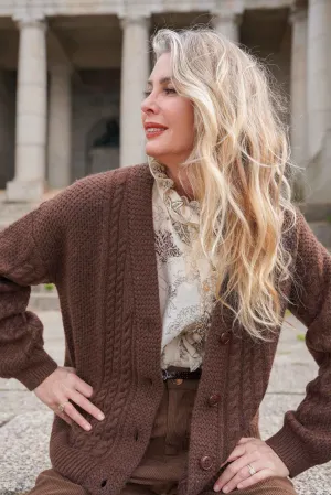 Dark Brown Cable Cardi