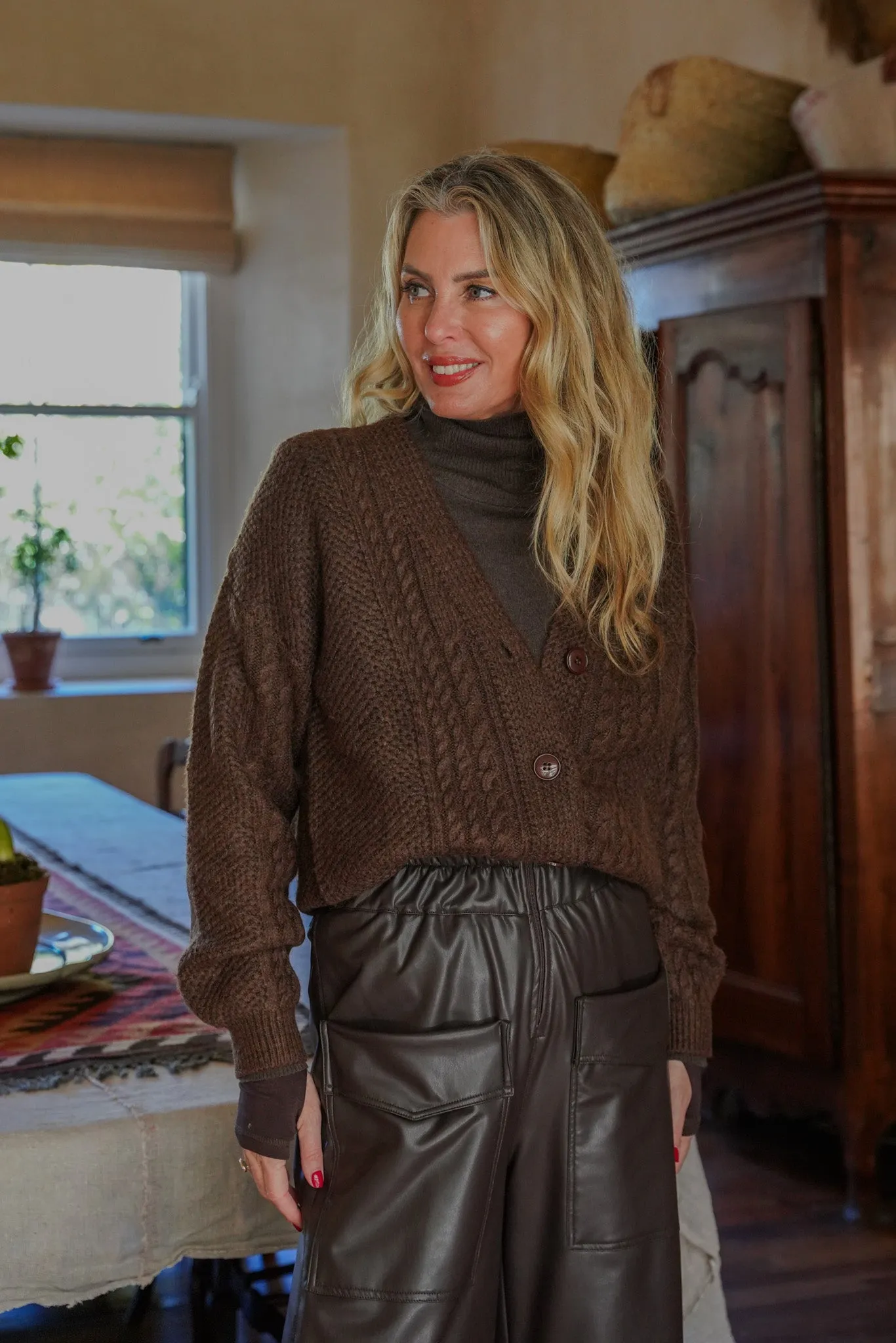 Dark Brown Cable Cardi