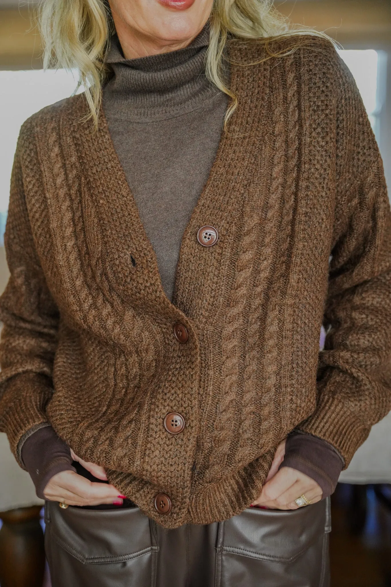 Dark Brown Cable Cardi