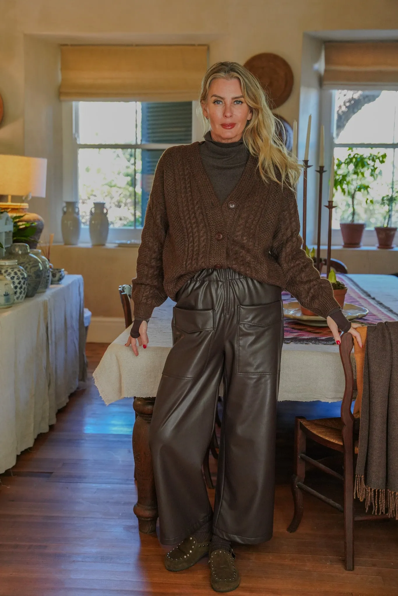 Dark Brown Cable Cardi