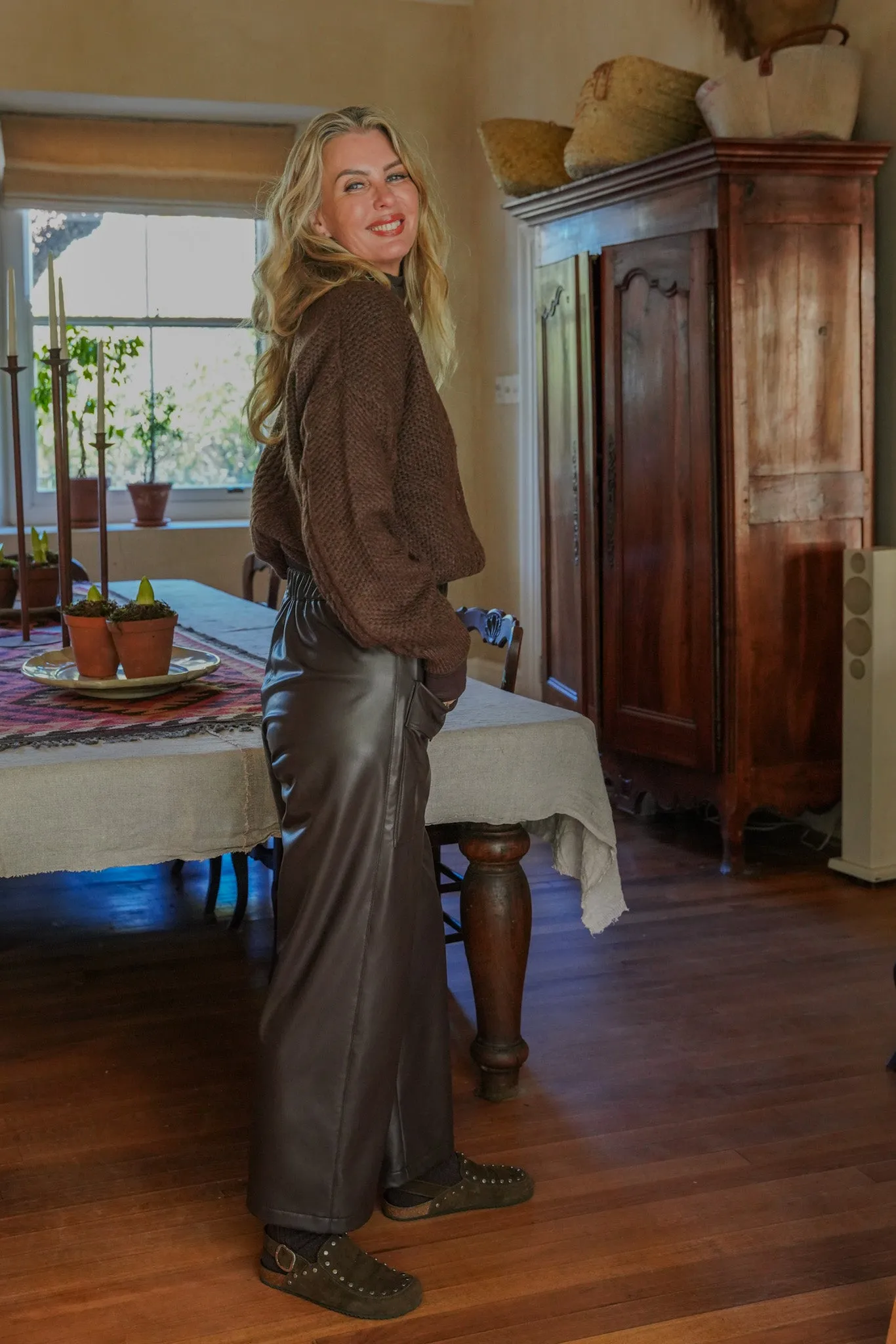 Dark Brown Cable Cardi