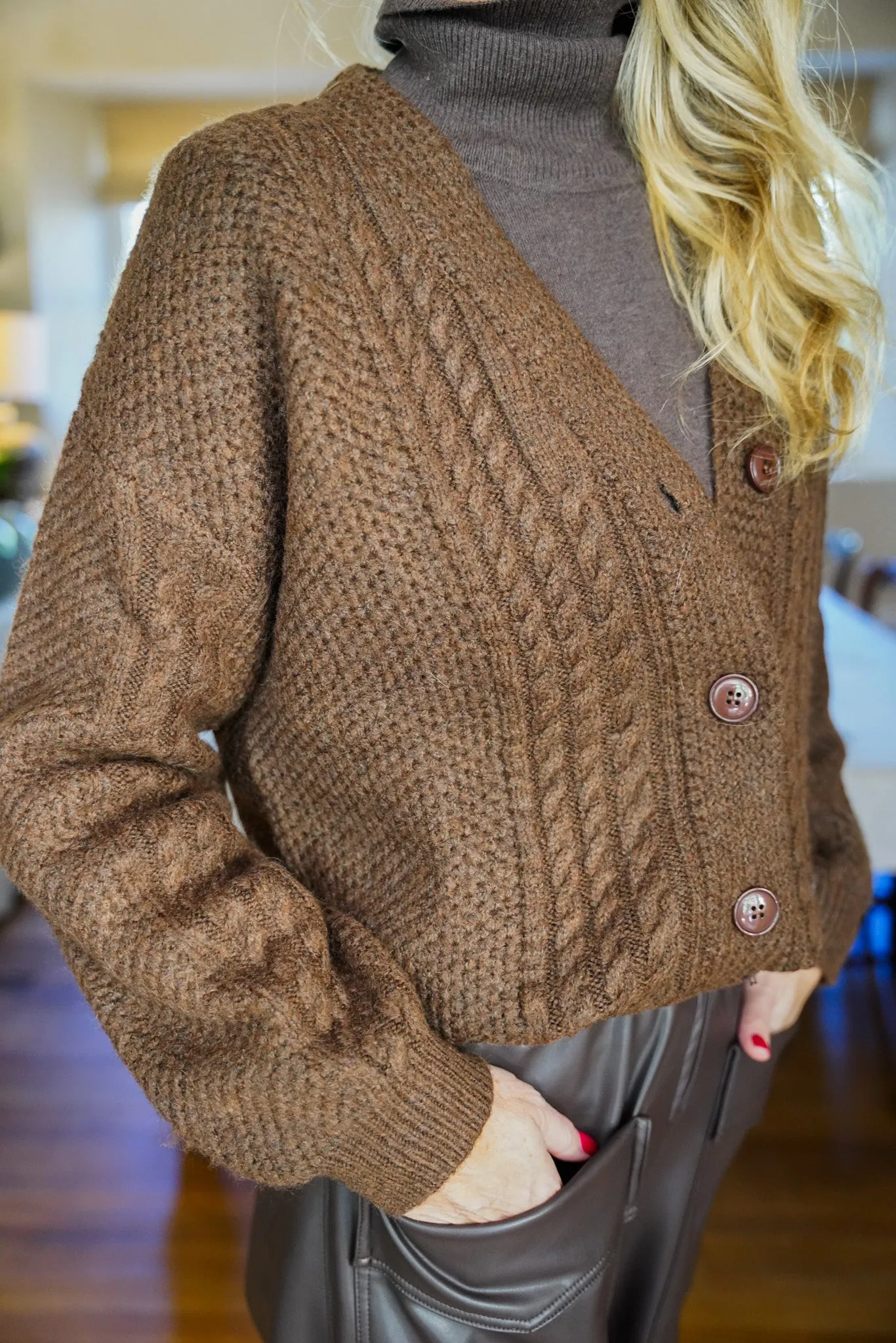 Dark Brown Cable Cardi