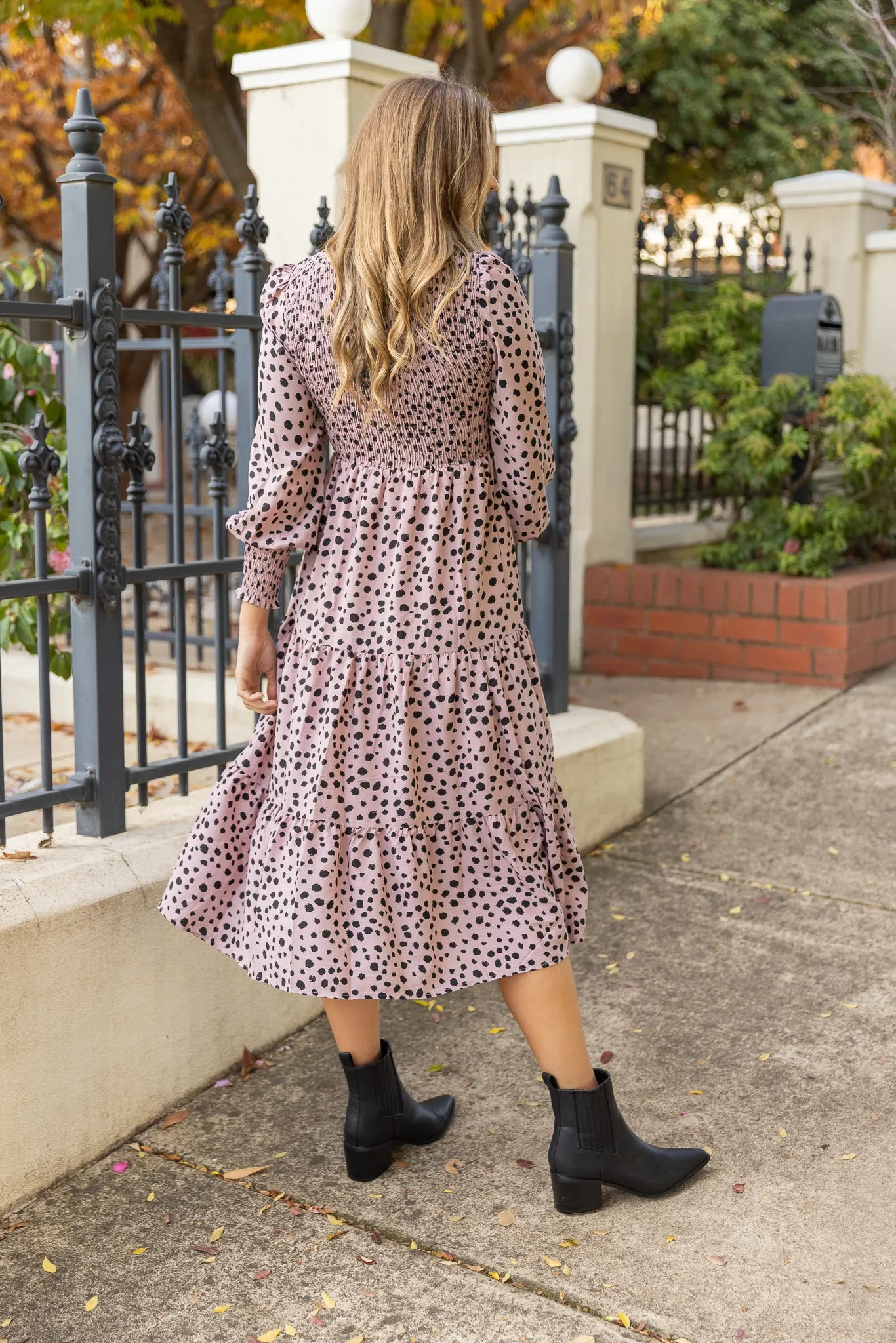 JARRAH MIDI DRESS - Dusty Pink Animal