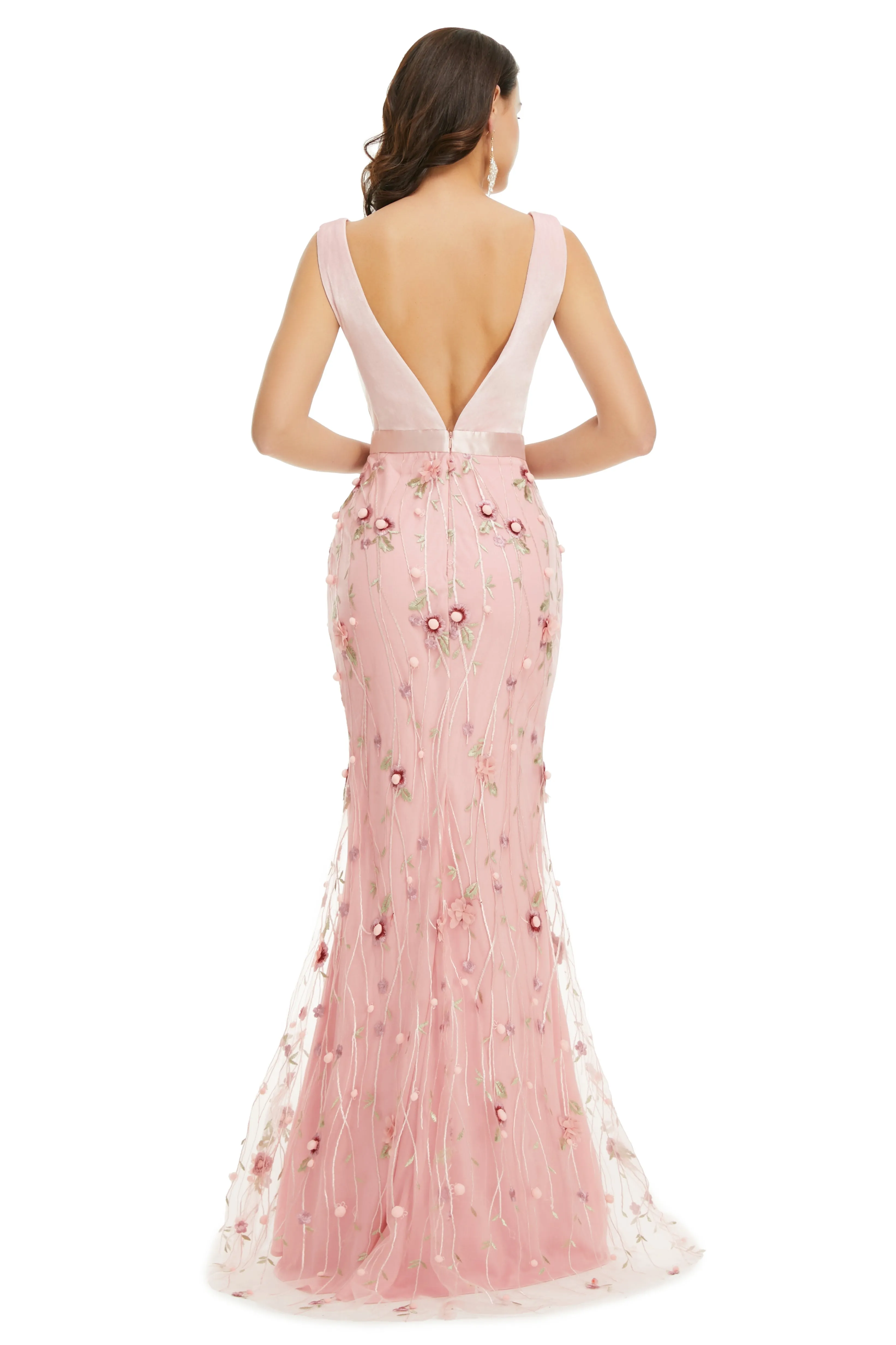 Lady Dresses Sleeveless Prom Dresses V Neck Formal Gowns 2025