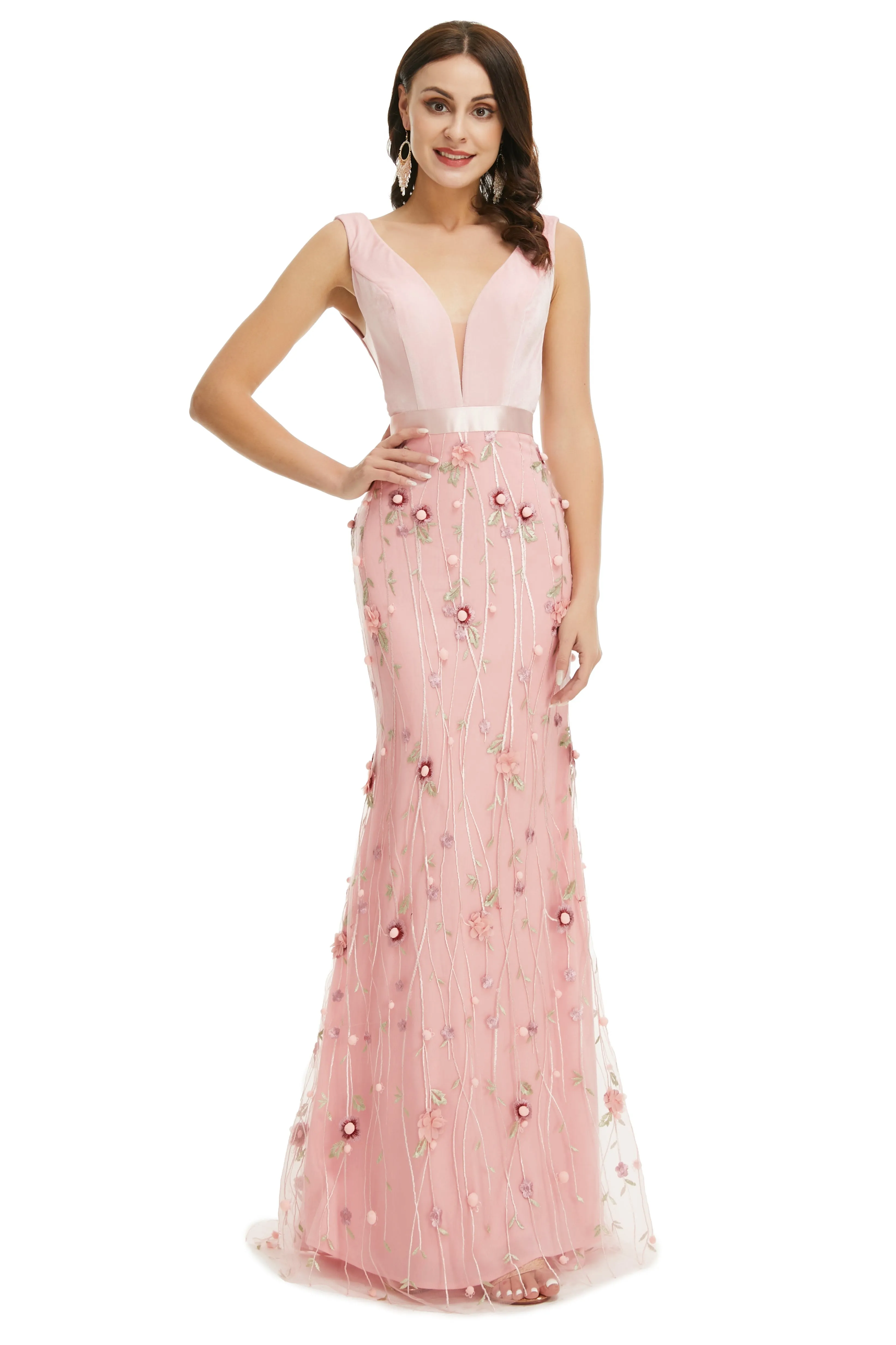Lady Dresses Sleeveless Prom Dresses V Neck Formal Gowns 2025