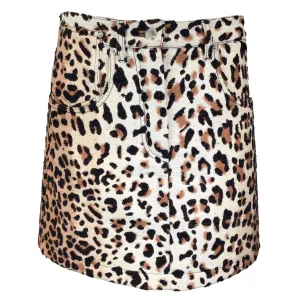 Louis Vuitton Tan / Black Leopard Print Cotton Mini Skirt