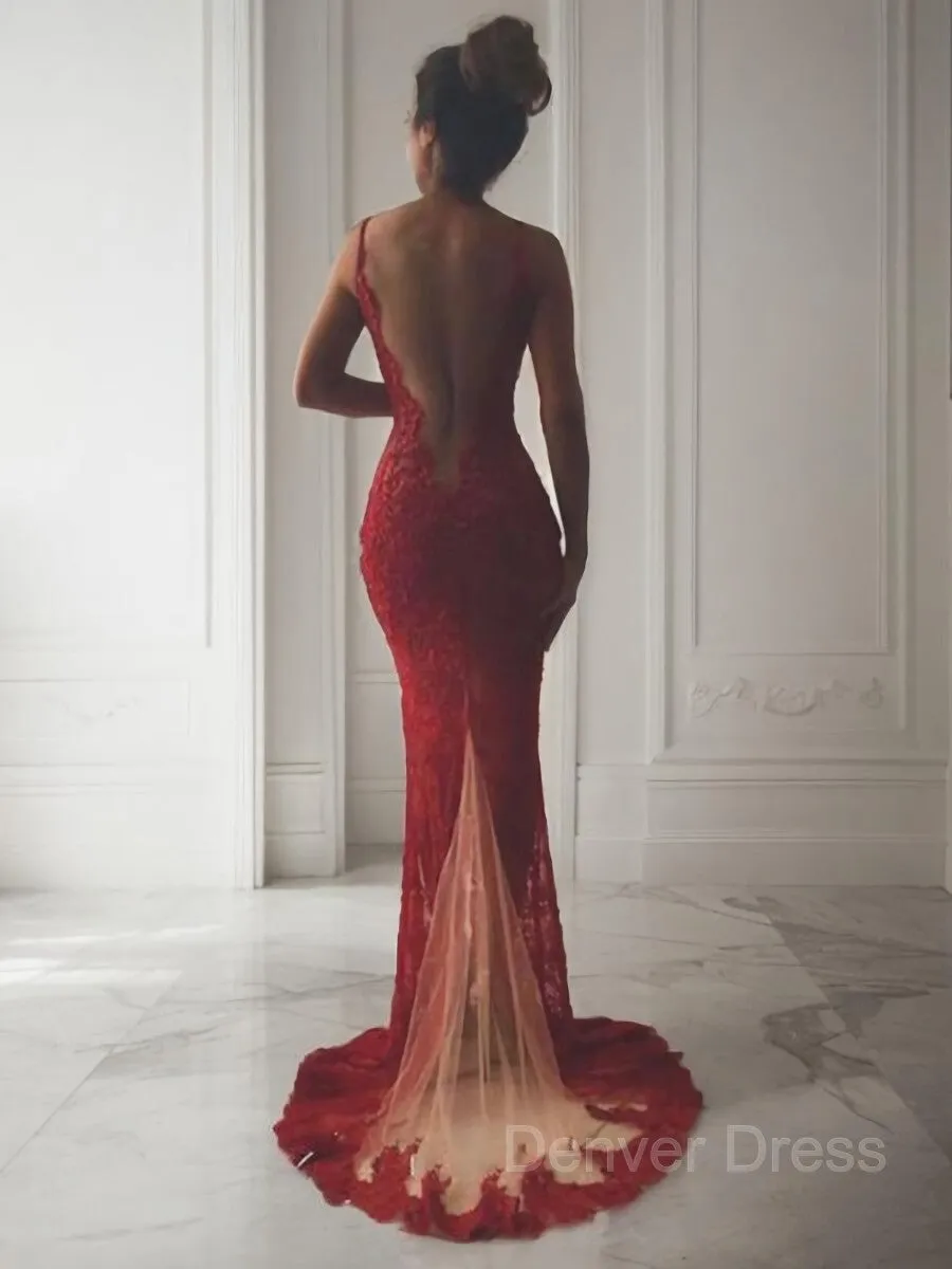 Mermaid V-neck Sweep Train Tulle Prom Dresses