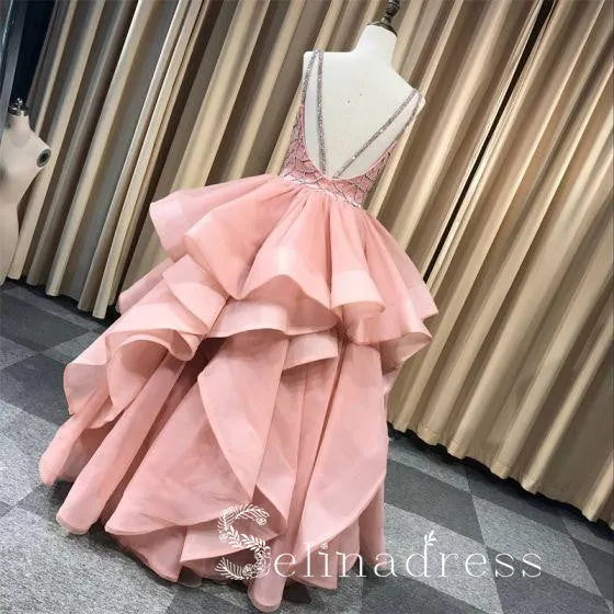 Quinceanera Ball Gowns Prom Dresses Long Open Back Bateau Unique Evening Gowns SED142