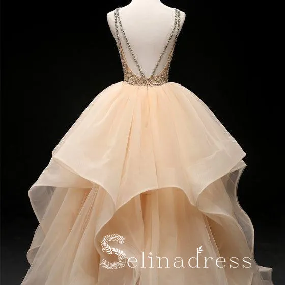 Quinceanera Ball Gowns Prom Dresses Long Open Back Bateau Unique Evening Gowns SED142