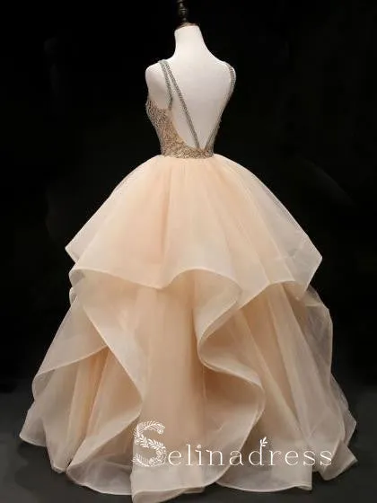 Quinceanera Ball Gowns Prom Dresses Long Open Back Bateau Unique Evening Gowns SED142