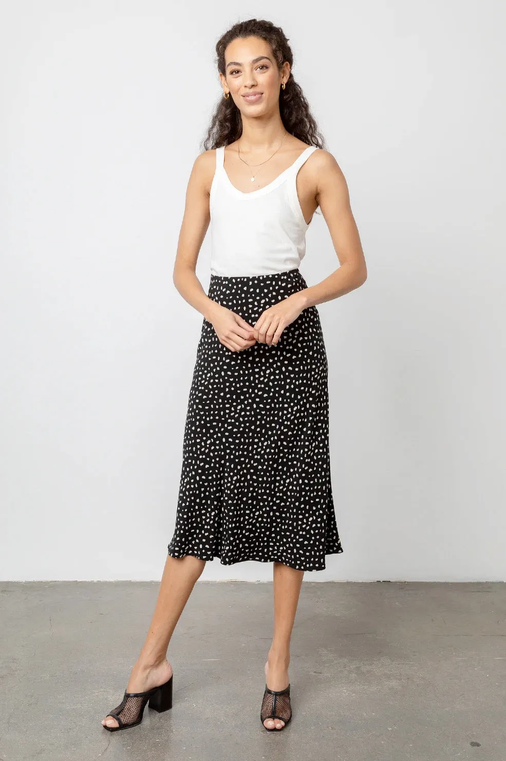 Rails - London Midi Skirt in Black Ivory Spots