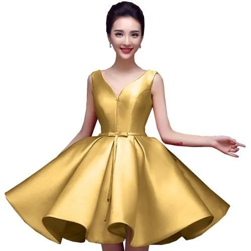 Short Cocktail Dress- Gold/Red/Pink/Black/Blue/Green/White colors