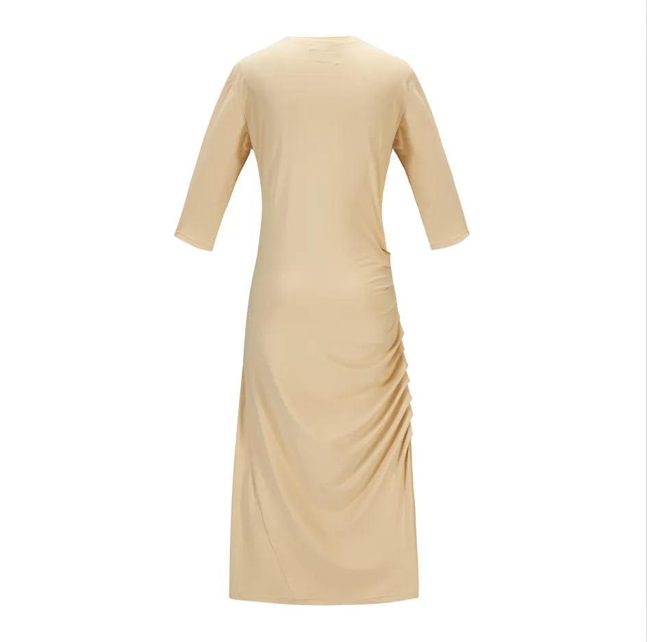 Swimsuit - Light beige dress D2051S with drape